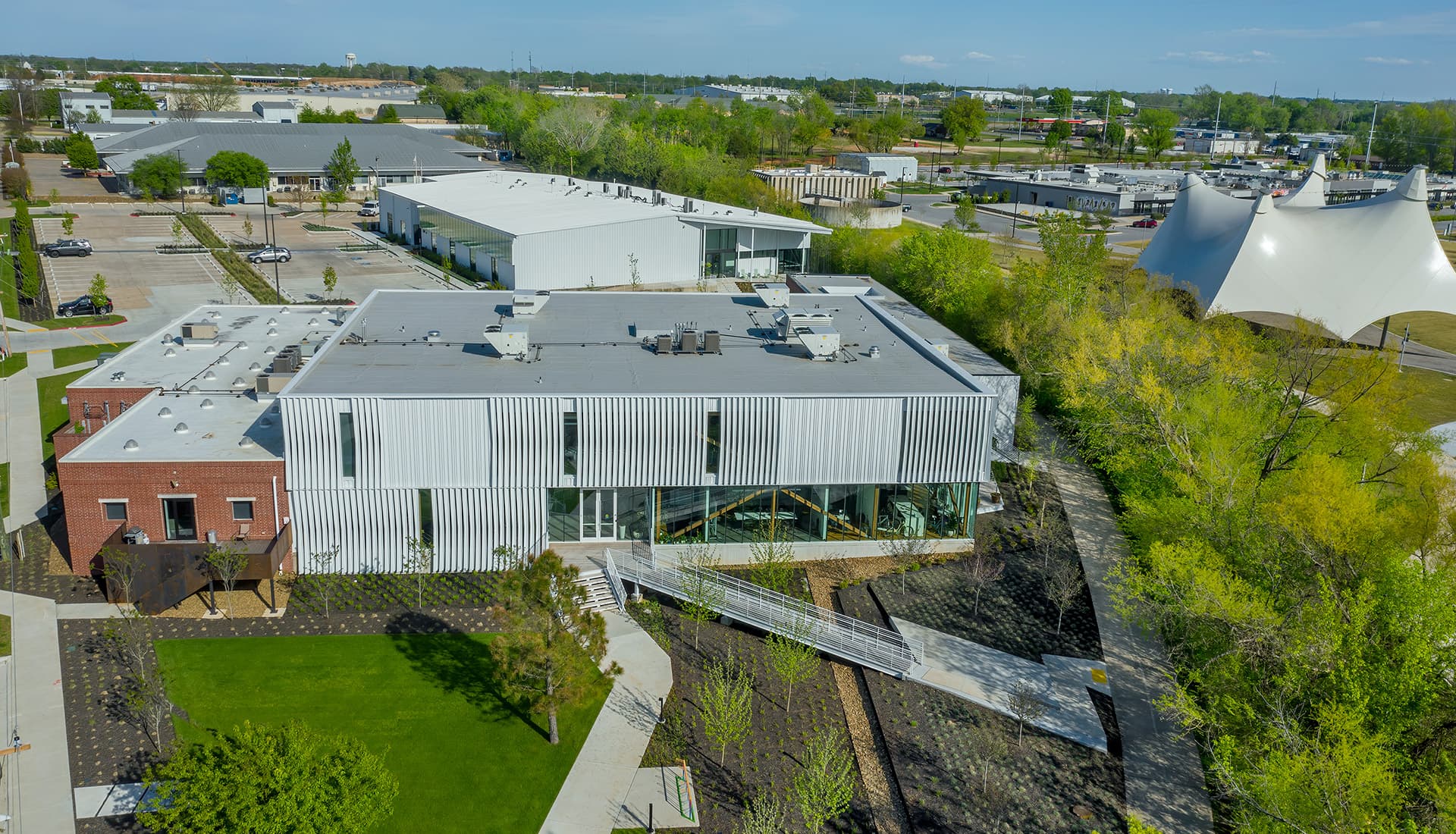 Greenway Office Park — adaptive reuse along the Razorback Greenway